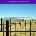 Temporary black powder coated wrought iron fence